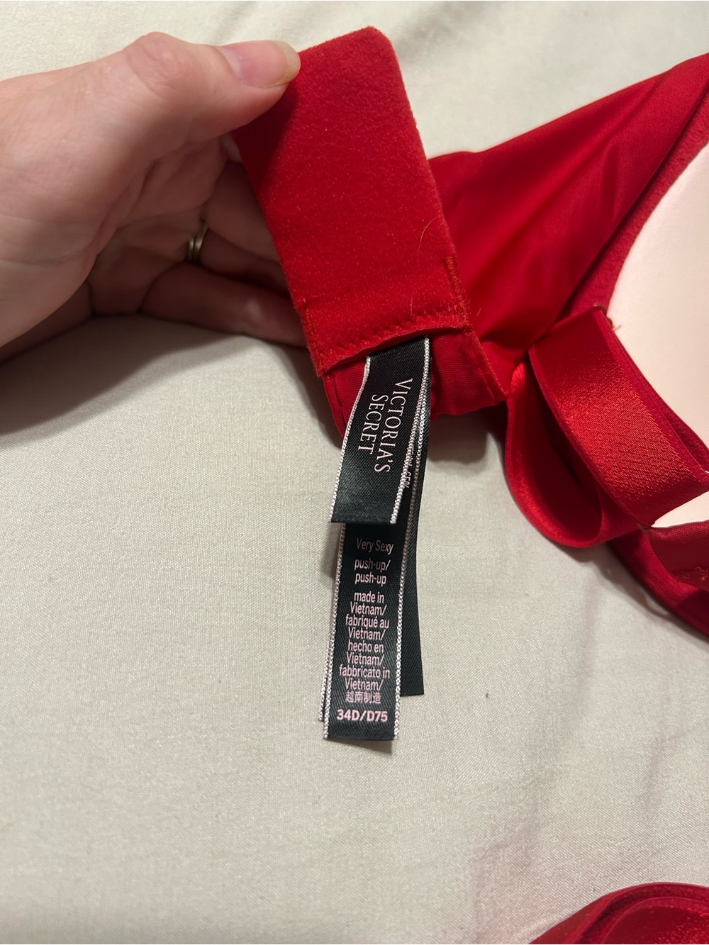 Victoria's Secret Red Padded Bra with Embellished Straps - Picture 4 of 5